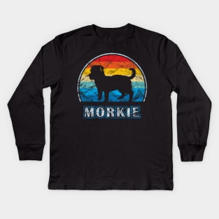 Morkie Vintage Design Dog Kids Long Sleeve T-Shirt